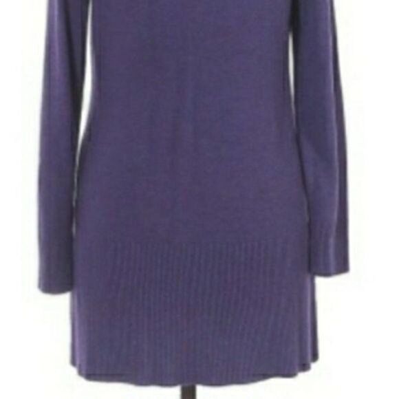 Adrienne Vittadini Knit Cowl Neck Tunic Mini Sweater Dress Purple‎ Non Itch Sz M - Picture 9 of 12